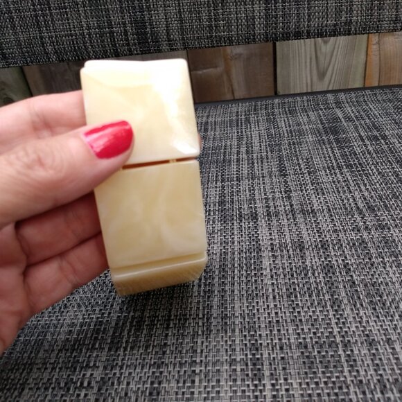 Vintage Chunky Stretch Bracelet with Big Square Plastic Panel Beads - Picture 6 of 8